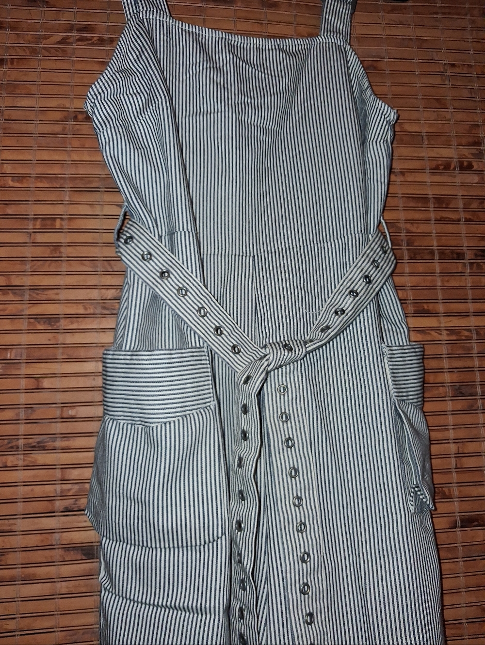 URBAN OUTFITTERS MIRANDA RAILROAD STRIPED WIDE LEG JUMPSUIT - Picture 6 of 10